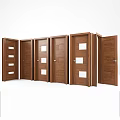 Multiple Wooden Swing Doors With Panel Design For Home Interior Spaces 3d model