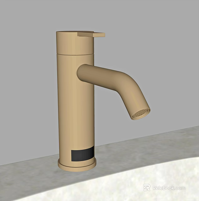 Modern Sleek Beige Faucet With Curved Spout And Black Accent Design 3d model 