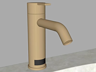 Modern Sleek Beige Faucet With Curved Spout And Black Accent Design 3d model