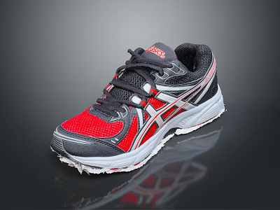 Comfortable Red Black White Running Shoes With Mesh Upper Breathable Sole For Daily Wear 3d model