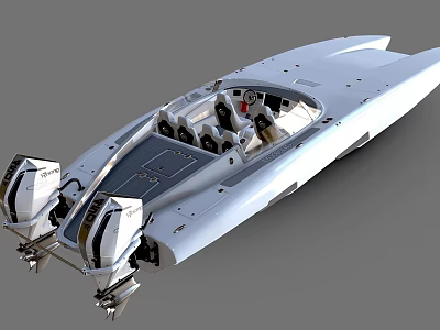 Luxurious Modern Streamlined Yacht With Open Cockpit Silver Exterior And Advanced Propulsion 3d model