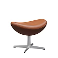 Brown Leather Modern Stool With Sleek Metal Base And Comfortable Design 3d model