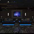Modern KTV Interior Design With Large LED Screen Colorful Lights And Comfortable Seats 3d model