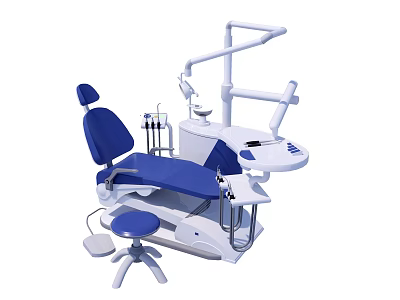 Professional Dental Medical Equipment Unit With Blue Patient Chair Adjustable Arm And Tool Holders 3d model