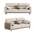 Modern Two Seater Sofa With Neutral Upholstery Metal Legs And Soft Cushions