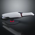 White Handheld Medical Device With Black Red Accents And Stable Base For Clinical Use