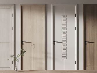 New Chinese Style Flat Door Single Door 3d model