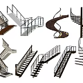 Modern Staircase Designs Featuring Spiral Straight And Curved Types With Metal Railings