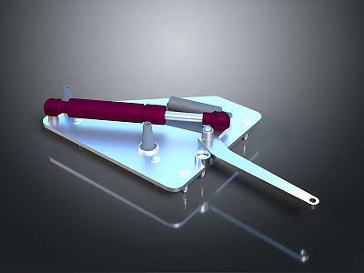 Durable Hardware Tool With Red Handle Metal Bracket And Mounting Plate Design 3d model
