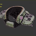 Green And Black Metallic Neck Tech Device With Hexagonal Texture And Circular Sensor