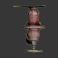 Red Valve Device Installed On White Wall With Metal Components And Paint Marks 3d model
