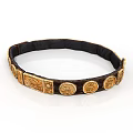 Stylish Black Belt With Golden Circular And Rectangular Decorative Ornaments 3d model