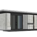 Sleek Modern Entrance Gate With Gray Stone Walls Glass Doors And Flat Roof