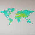Modern World Map Wall Decor for Stylish Home Interior with Teal Green Design