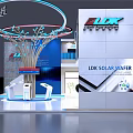LDK Exhibition Booth Featuring Reception Desk Large Screen Tree Decoration And Light Our Future Theme