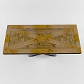 Wooden Coffee Table With Cross Pattern Wood Grain Surface And Sturdy Metal Base