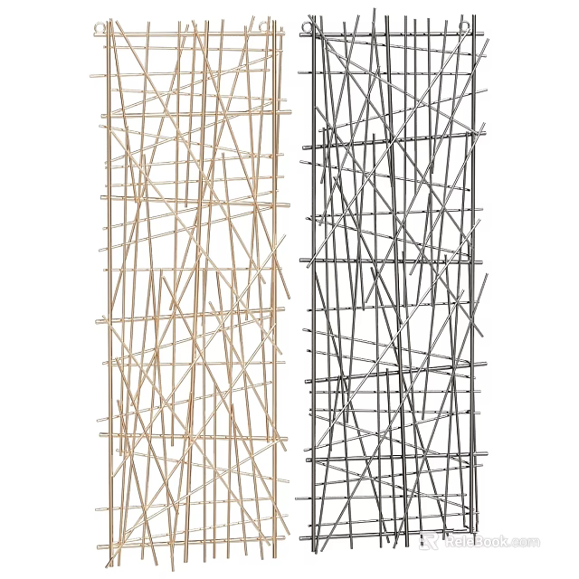 Two Tone Modern Decorative Woven Screens With Interlaced Lines Design Structure 3d model 