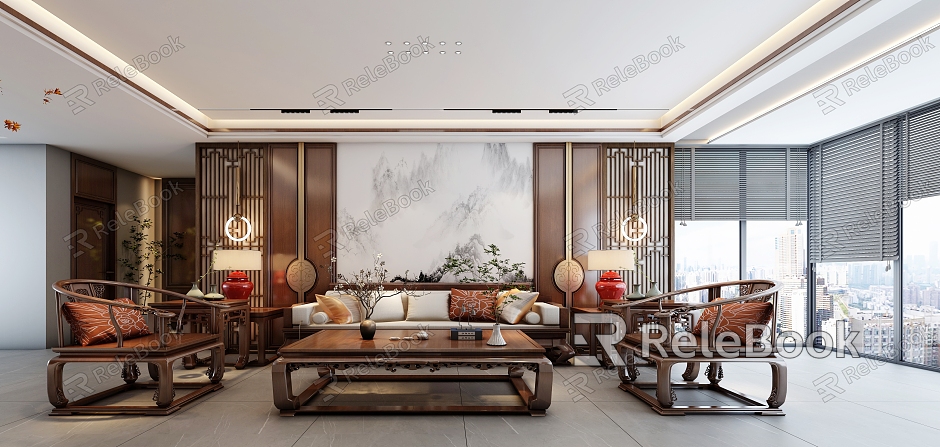 Chinese living room sofa combination model