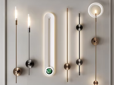 Modern Wall Lamps With Various Designs Metal Brass Black White Finishes And Green Stone Accent 3d model