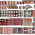 Various Packaged Food Products Including Assorted Meat Cuts and Sausages in Organized
