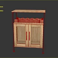 Wooden Cabinet With Glass Doors And Wavy Wine Rack On Black Metal Frame