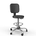 Black Office Chair With Swivel Casters Chrome Base And Padded Seat