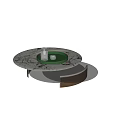 Round Marble Top Coffee Table With Green Tray And Glassware On Metal Base