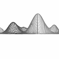 Abstract Mountain Shape Garden Ornament With Black And White Undulating Wave Lines And Overlapping Structure