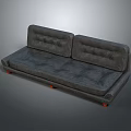 People Using Comfortable Gray Leather Sofa With Two Backrests And Orange Legs 3d model