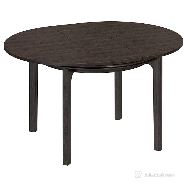 Sturdy Wooden Round Functional Table With Extendable Top And Dark Support Legs 3d model