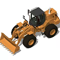 Yellow Functional Loader with Large Bucket Black Tires and Cab Heavy Duty Construction Vehicle