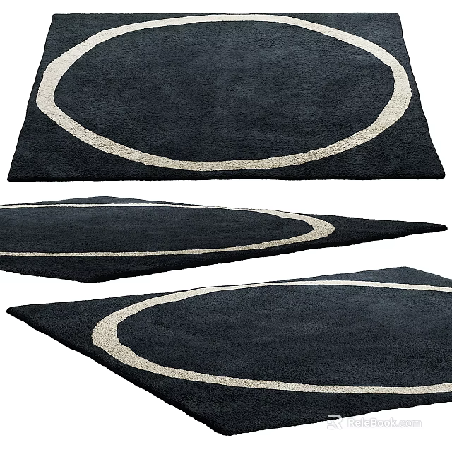 Black Square Carpet With White Border And Soft Texture For Living Space 3d model