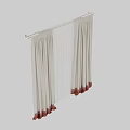 Beige Textured Curtains With Sheer Panels For Window Light Filtering Design 3d model