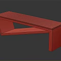 Modern Public Bench Design With Wooden Seat And Concrete Frame Structure