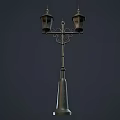 Vintage Iron Outdoor Light With Decorative Bracket And Double Lanterns For Garden Pathway