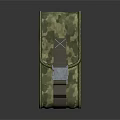 Camouflage Pouch With Green Brown Pattern Leather Trim And Buckle Closure