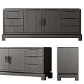 Modern Dark Gray Wooden TV Cabinet With Drawers And Storage Cabinets