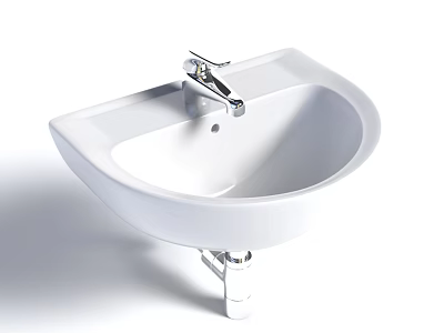 Sleek Modern White Ceramic Washbasin With Chrome Faucet For Bathroom Interior Design 3d model