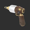 Steampunk Weapon Design With Wooden Grip Metal Components And Gear Details