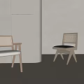 Modern Dining Chairs With Wooden Frame Woven Backrest And Upholstered Seats