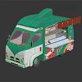 Green And White Food Truck As Mobile Commercial Kitchen Equipment With Red Accents