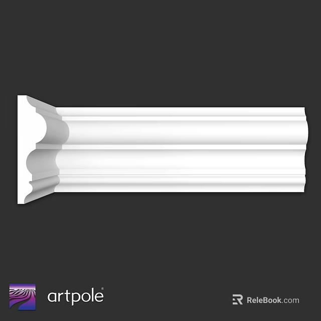 Classic White Decorative Molding With Curved Details For Interior Design 3d model 