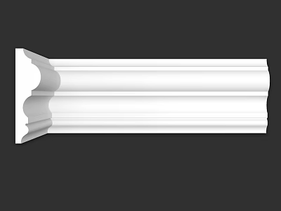 Classic White Decorative Molding With Curved Details For Interior Design 3d model