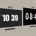 Sony 85 Inch and 100 Inch TVs with Time Display on Wall Mounted Screens