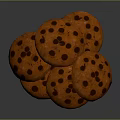 Golden Freshly Baked Stacked Chocolate Chip Cookies With Melty Chips