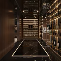 Luxury Wine Cellar Interior With Glass Wine Racks Golden Accents And Marble Floor