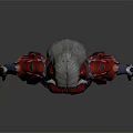 Futuristic Female Game Character With Red And Black Armored Suit And Long Hair
