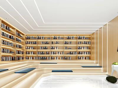 Book Art Modern Interior Design With Floor To Ceiling Bookshelves And Curved Seats 3d model