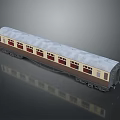 Single Cream And Dark Brown Train Carriage Model With Grey Roof Windows Wheels And Reflection