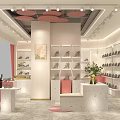 Amanlee's Modern Shoe Boutique With Pink White Decor Shoe Shelves Shoes Marble Counters And Plants